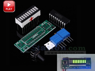 LM3914 Green LED Bar Display Module 10 Segments Battery Power Indicator Battery Capacity Indicating Tester DIY Kits