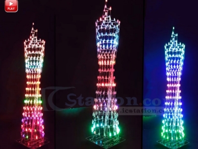 Colorful LED Tower Display Rhythm Lamp Light with Infrared Remote Control Electronic DIY Kits Brain-training Toy Gifts