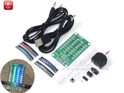 DIY Audio Spectrum Display Kit 8x4 Colorful SMD LED Soldering Practice Board Music Level Indicator Kit Learning Suite