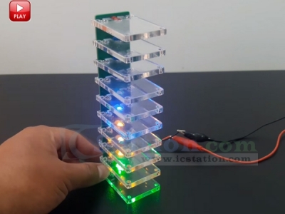 Voice Control Electronic Crystal Column DIY Kit Colorful Light Flashing LED Music Spectrum Kits for Home Decoration