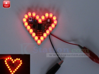 Red Flashing LED DIY Kit Heart Shape Breathing Lamp Kit Electronic Soldering Practice Kit DC 4V-6V