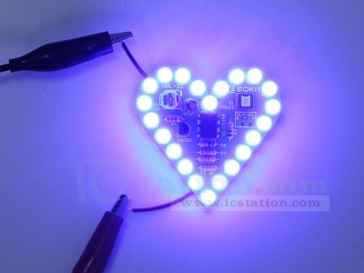 Blue Flashing LED DIY Kit Heart Shape Breathing Lamp Electronic Soldering Practice Kit DC 4V-6V