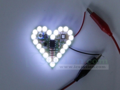 White Flashing LED DIY Kit Heart Shape Breathing Lamp Kit Electronic Kit Module DC 4V-6V