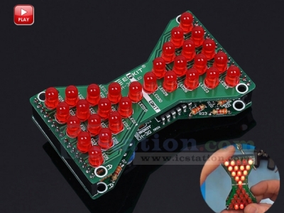 DIY Kit Red LED Electronic Hourglass Shaped Flashing Light DC 3.3V-5V Funny Electronic Soldering Kits