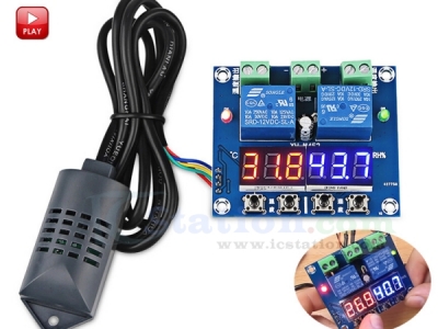 XH-M452 DC 12V LED Dual Digital Temperature Humidity Controller Independent Output 10A Relay Control Thermostat +Probe