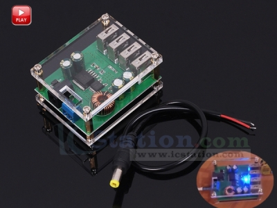 4 USB Output DC to DC Step Down Module Automatic Buck Converter Power Supply Charger Module 5V 5A for Mobile Phone