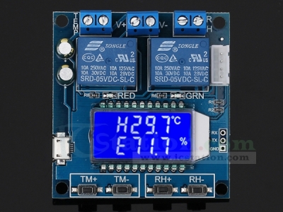 SHT20 Humidity Temperature Controller DC 12V 0-100%RH -20-60 Celsius Digital LCD Display 2-Channel Relay Module