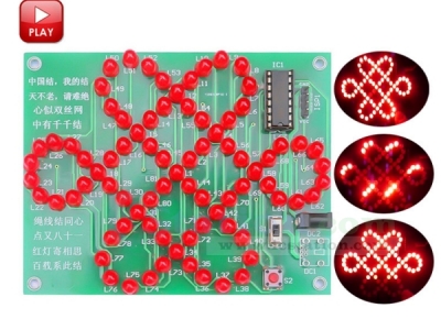 DIY Kit Red Chinese Knot Analog Electronic Circuit Suite IRC15W207S Single-chip Soldering Practice Kit