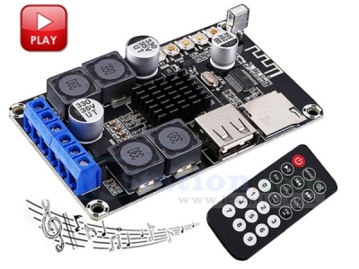 Bluetooth-compatible Power Amplifier Board 50W+50W 12V 24V Receiver Module Support TF Card U-Disk