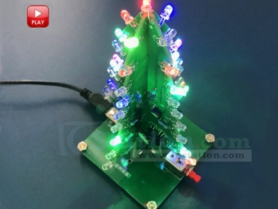 DIY Kit RGB Flash LED Circuit Colorful Christmas Trees LED Soldering Practice Kits Xmas Fun Gift DC 4.5V-5.5V