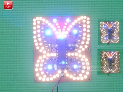 Warm White Blue Flashing LED Music Butterfly Shaped Light DIY Kit LED Lighting Lamp Kit with Remote Controller