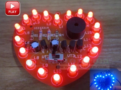 DIY Kit 18 LEDs Heart-Shaped Red Green Dual-Color Happy Birthday Music Gift Kits