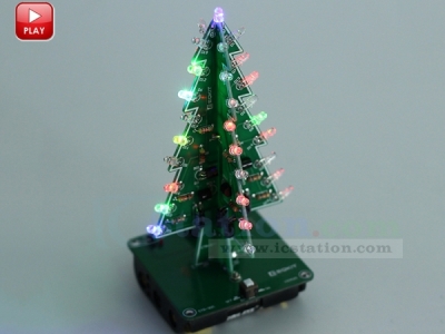 DIY 7 Colors 3D Xmas Tree Kit RGB Flashing LED Circuit Kit Colorful Christmas Tree Kit for Soldering Practice for Christmas Eve Gift