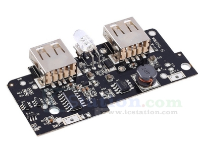 5V 1A 2A Double USB Output Power Bank Battery Charger Protection Board Step Up Boost Converter Module with LED Lamp Power Capacity Indicator