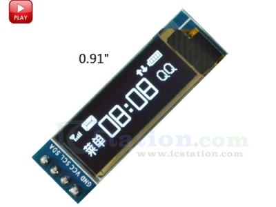 White 0.91" OLED Display Module 0.91 inch I2C IIC Interface 3.3-5V 128x32 OLED LCD LED Screen Module SSD1306 for Arduino