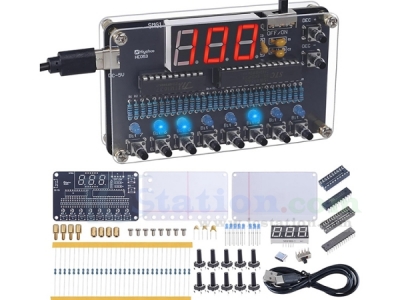 DIY Soldering Project Kit, Binary to Decimal Conversion Soldering Practice Kit with LED Light & Digital Display, Educational DIY Electronic Kits for Teens/Adults/Programmers