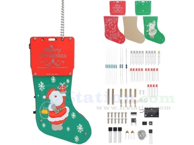 Christmas Stocking Soldering Project, Christmas Sock Soldering Practice Kit With 4 Light Modes DIY LED Santa Claus Electronics Kit for STEM Education Decoration Creative Present