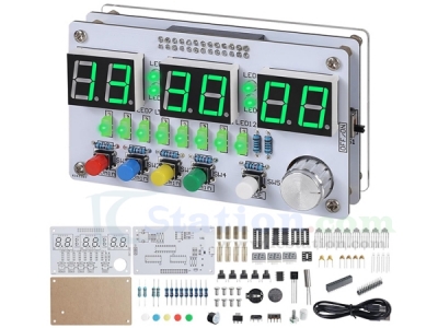 DIY Electronic Clock Soldering Project, 6-Bits Digital Clock Soldering Practice Kit DIY Countdown/up 24-Hour Alarm Clock Electronics Kit with Colorful Lights for Student School Education and Adult Home Office Use