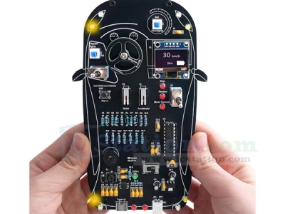 DIY Car Driver Simulator Soldering Practice Kit, Automotive Control System with Gear Shifting Lights LCD Display Kit STEM Electronic Project for School Learning