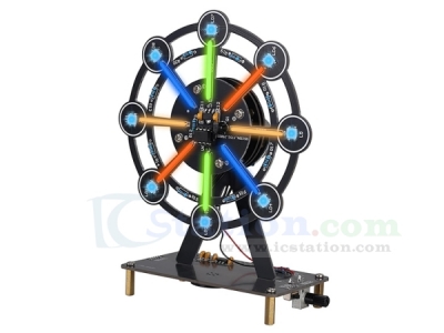 DIY Ferris Wheel Soldering Kit with Colorful LED Lights and Music, Rotating Ferris Wheel Light Adjustable by Remote Control, Electronic Kits STEM Soldering Project for School Home Eudcation
