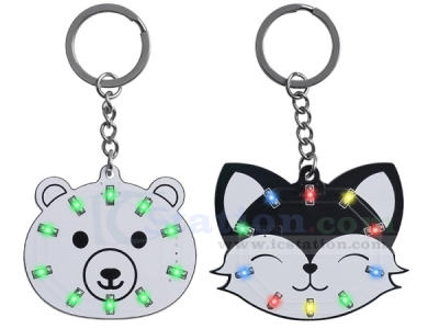 2pcs Soldering Learning Kit, DIY Fox and Bear Keychain with LED Flashing Light, Cute Pendant Soldering Practice Kit for Diyers Student Teaching and Learning