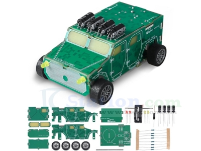 DIY PCB Splicing Truck Kit, Vehicle Model Soldering Project with Pull-Back Gears DIY Kit for Hand-on Learning STEM Education Family Friends Present