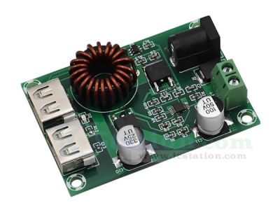 Dual USB Step Down Power Supply Module Buck Voltage Converter 5V 3A Rechargeable Mini Charger Board