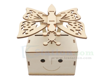 Wooden Science DIY Kits, Electric Fluttering Butterfly for Children's STEM Education with Gear-Driven Mechanical Technology