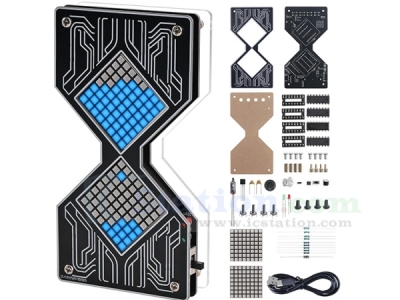 DIY Electronic Hourglass Kit, Hourglass Timer Soldering Practice Projects with Countdown Function and Buzzer Alarm, Educational Electronics Assembly Project for Learning and Practice