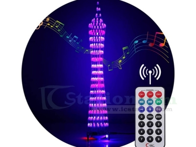 DIY Kit Wireless Bluetooth-compatible Colorful RGB LED Display Tower 3W Amplifier Infrared Remote Control Electronic DIY Kits Brain-training Toy Gifts