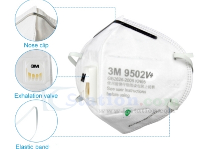 3M 9502V+ KN95 Particulate Respirator Cool Flow Valve Virus Flu Protection Mask Anti PM2.5 Dust Fog Smoke Pollution Face Mask Head-Mounted Mask
