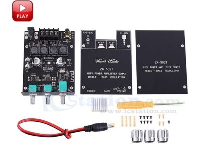 TPA3116D2 Wireless Bluetooth-compatible Audio Stereo Module 50W+50W BLE5.0 AUX Treble/Bass Adjustable Digital Amplifier Module