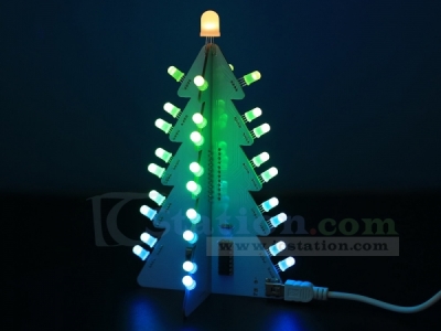 DIY Kit 3D Xmas Tree RGB Flash LED Circuit Colorful Christmas Trees LED Soldering Practice Kit DC 4.5V~5.5V