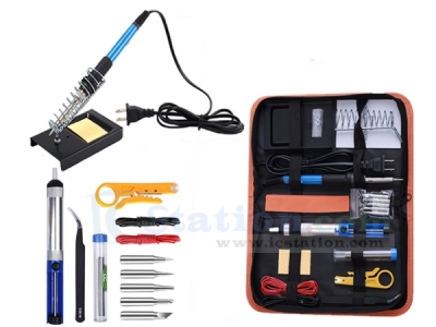 AC 110V 60W Soldering Iron Kit 14-in-1 Adjustable Temperature Soldering Iron