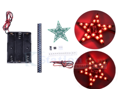 DIY Kit Five-Pointed Star Breathing Light Gradient Red LED Light for Christmas SMD 0805 LED Soldering Practice