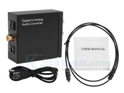 DAC Digital to Analog Audio Converter Coaxial Toslink to Analog Stereo L/R RCA 3.5mm Jack Audio Adapter with Optical Cable