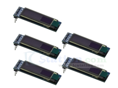 5PCS 0.91 Inch OLED LCD Screen Module, 3.3V-5V IIC 12832 Display Module, Blue Font Resolution 128*32 Screen Driver