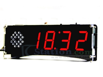 5V Red LED Digital Electronic Clock DIY Kit, Temperature Alarm, 12/24H Time Date Home Clock English Voice Prompt