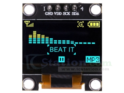 0.96 Inch Yellow Blue OLED Display Module Support IIC Communication 51 Single Chip Microcomputer 128*64 Resolution