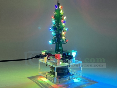 DIY Kit RGB Christmas Tree Bluetooth-Compatible Amplifier Player U-disk/AUX/TF Audio LED Flashing Electronic Soldering Project