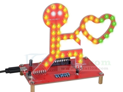 Soldering Learning Kit, ICSTATION Give You My Heart LED Soldering Project Love Proposal RGB LED Light Soldering Practice Kit for Beginners Diyers Student Education