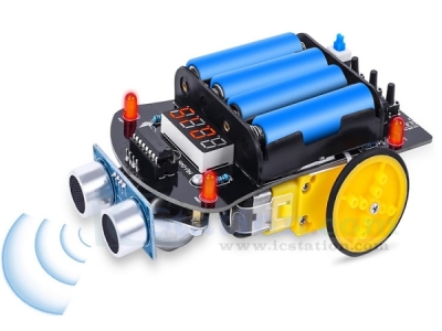 DIY Kit HC-SR04 Ultrasonic Automatic Obstacle Avoidance Intelligent Car, STEM Electronic Kits for School Students Learning Competition DIY Project