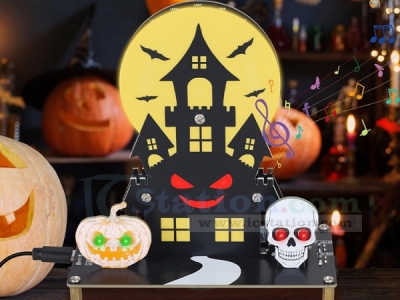 Halloween LED Light DIY Kit, Haunted Castle Soldering Projects with 3 Lighting Modes and Spooky Sounds, Fun Soldering Practice Kit for School Electronics Learning and Halloween Decorations