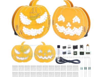 Halloween DIY Soldering Kit, Pumpkin LED Light Electronics Project, Through-Hole Components for School Teaching Learning STEM Projects Beginner-Friendly Soldering Practice Kit