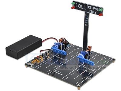 DIY Highway Toll Booth Simulation Kit, STEM Toll Gate Simulator Circuit Board Soldering Practice Kit with 2 Mini Cars, STEM Electronics Project for Classroom & Home Learning