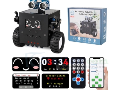 Robot Soldering Project, ICStation DIY Robot Car Soldering Practice Kit RC Robot with Time & Expressions Display STEM Science Kits for Adults Teens School Students Experiment Education