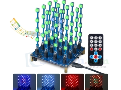 3D RGB LED Cube Soldering Practice Kit, ICSTATION Remote Control WS2812B SMD RGB Light Soldering Project Kit with 9 Lighting Modes and Music, DIY Electronics Kit for High School STEM Education Party Present