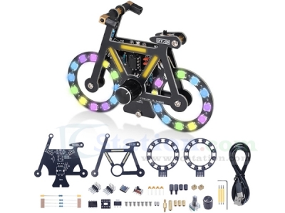 LED Bike Soldering Project Kit, Icstation Knob Control Bicycle Kit With 5 Lighting Modes Brightness Adjustable Fun DIY Electronic Kit for STEM Education Creative Present