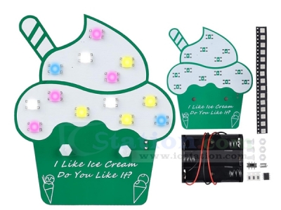SMD Soldering Practice Kit, Colorful LED Ice Cream Cup DIY Kit with 7 Light Effects, Fun Ice Cream Electronics Soldering Project for DIYers, High School & College STEM Learning