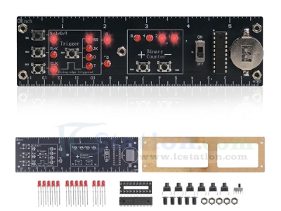 DIY Digital Logic Circuit Ruler Soldering Kit, Binary Counter 0-15 Flip-Flop Circuits with Interactive LEDs STEM Electronics Soldering Practice Kit